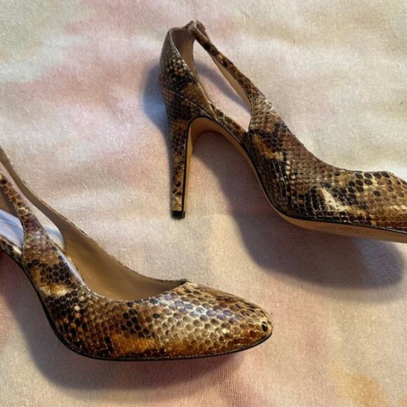 Delman Snakeskin Leather Heel Size 10 - Picture 2 of 5